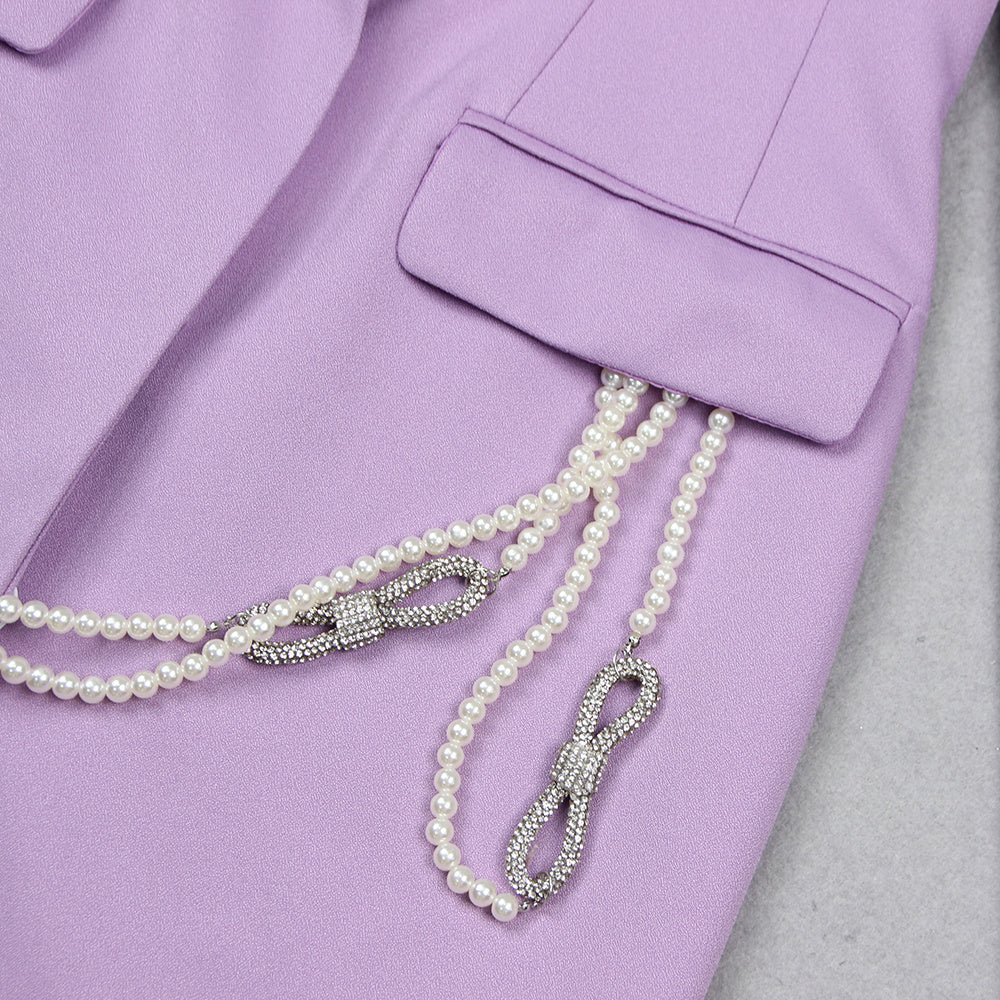 The Lavender Jewel-Accent Blazer Dress