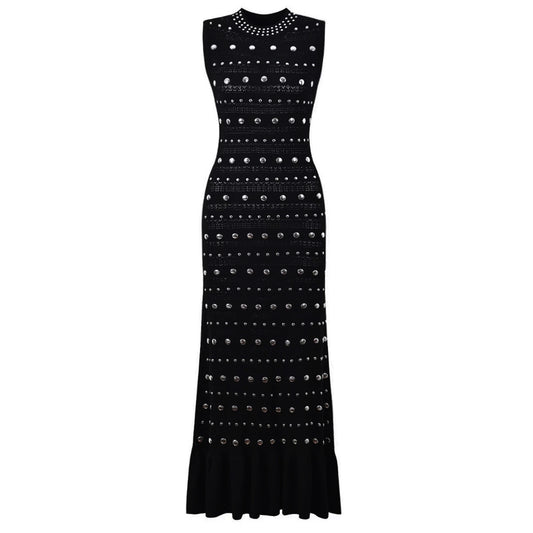 Studded Knit Column Gowns in Earthy Tones