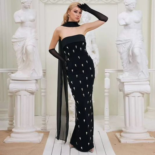 The Embellished Obsidian Gown