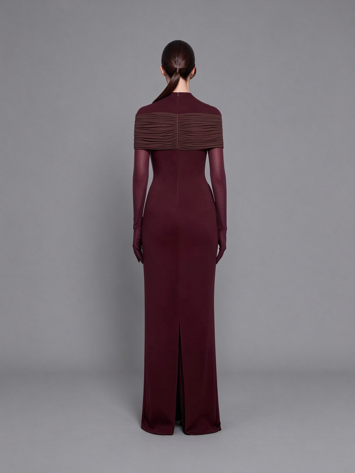 High-Neck Gown with Illusion Sleeves