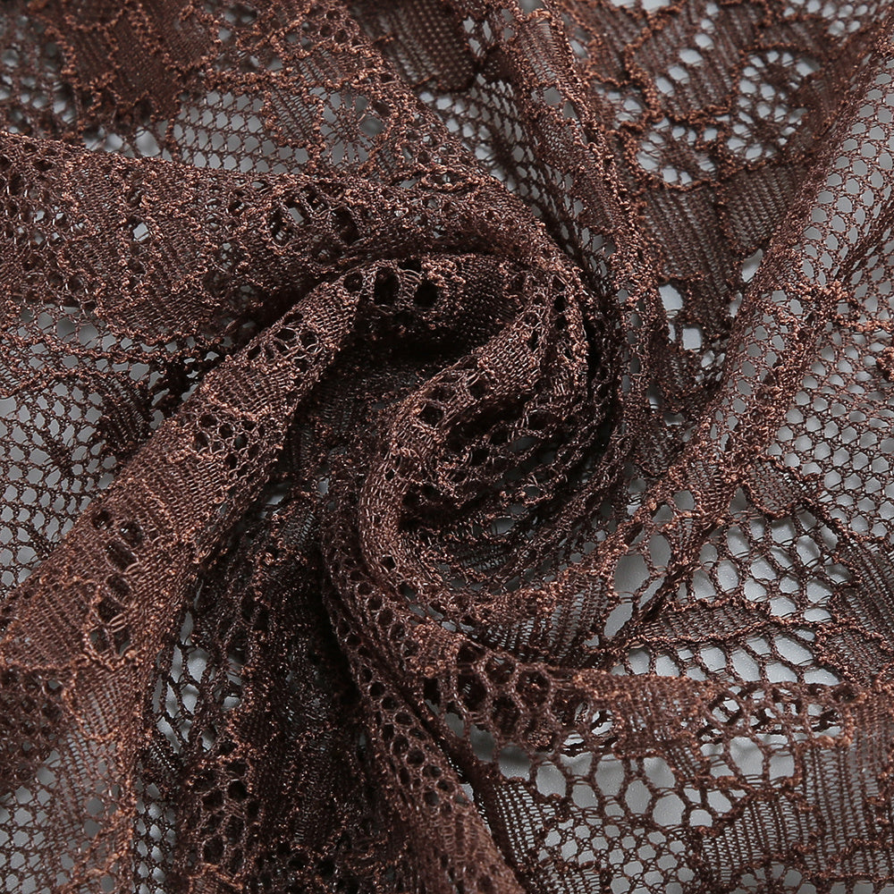 Alluring Chocolate Brown Lace Cut-Out Maxi Dress