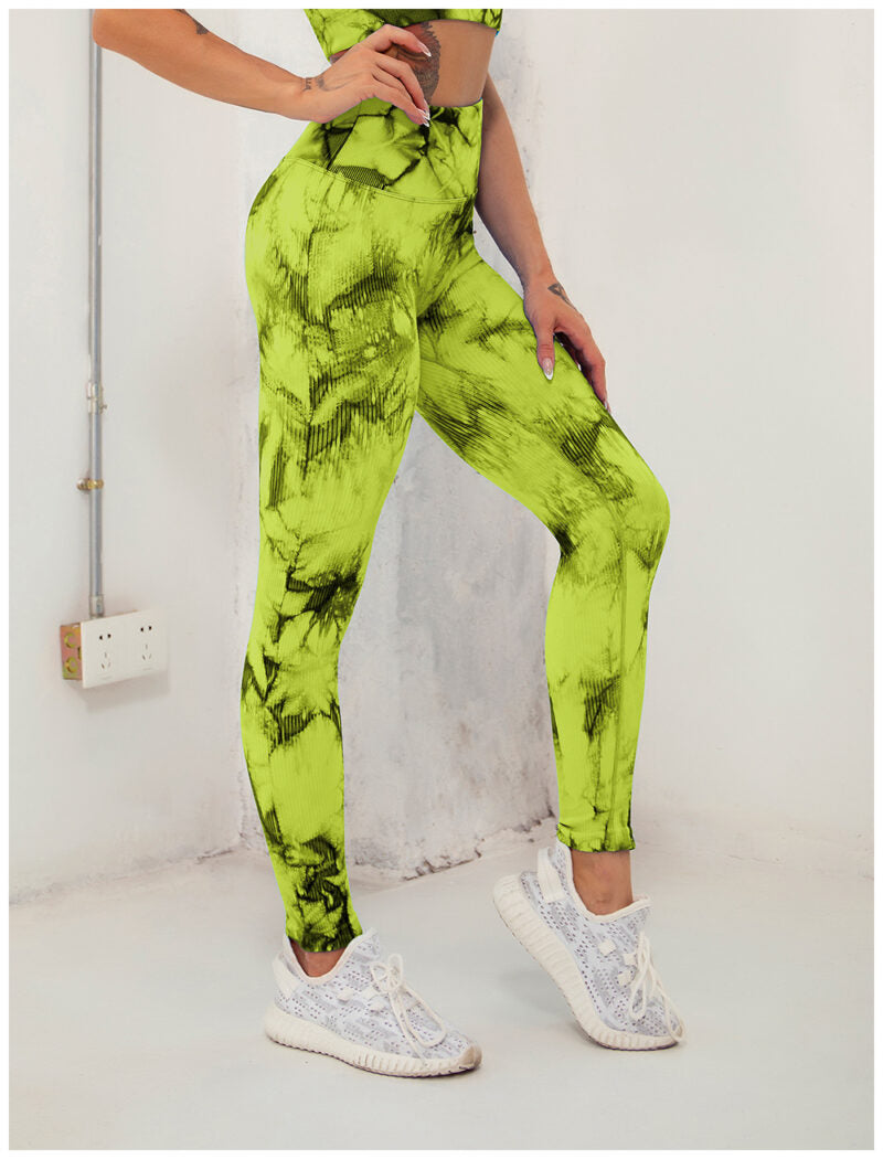 Tie Dye Green Yoga Wear Leggings