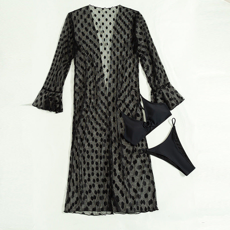 Black Robe & Bikini Set