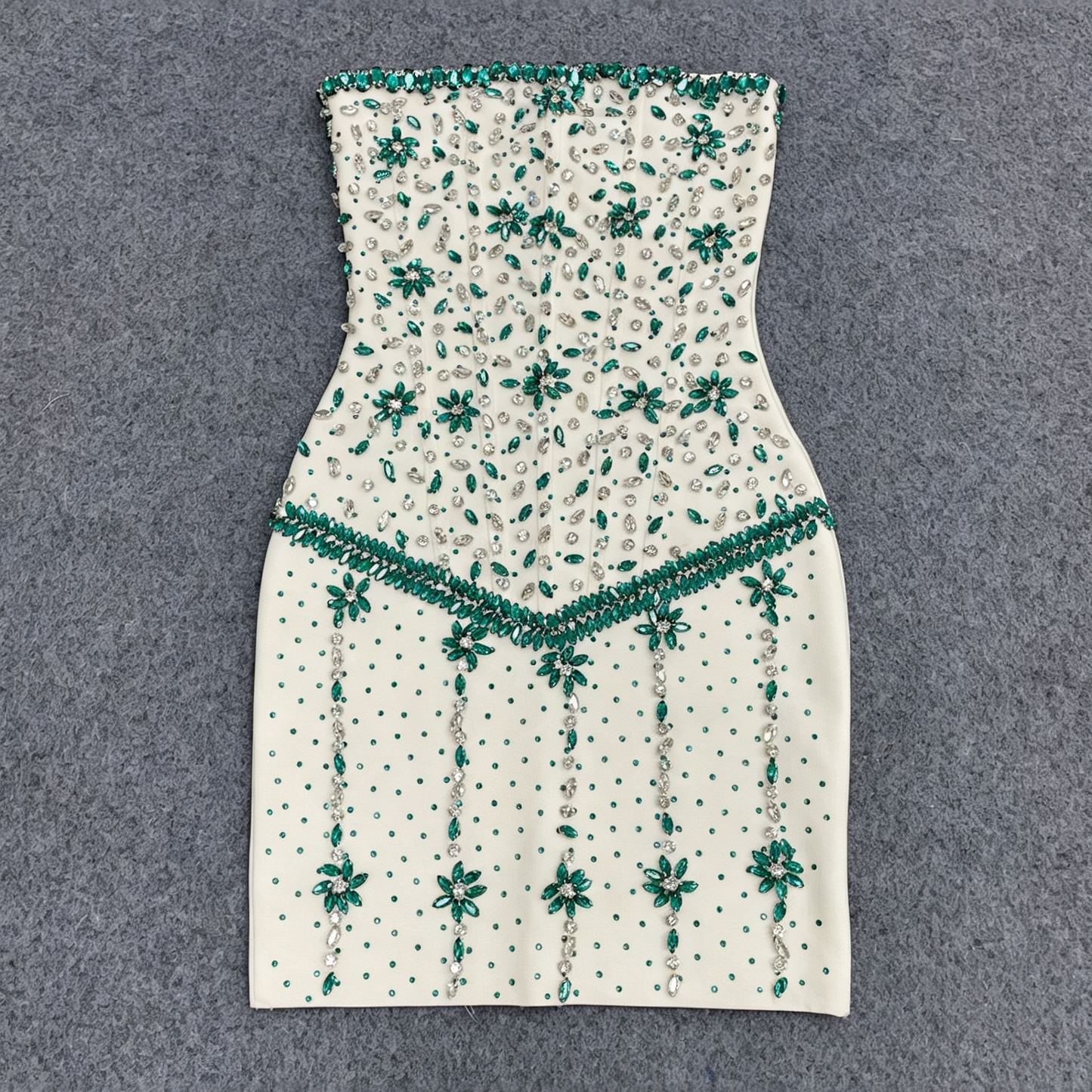 Crystal Embellished Strapless Corset Mini Dress