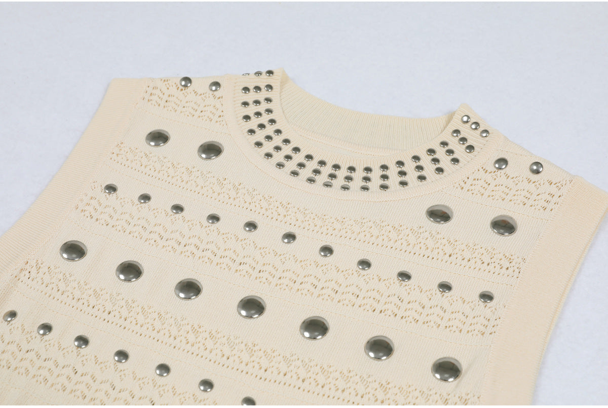 Studded Knit Column Gowns in Earthy Tones