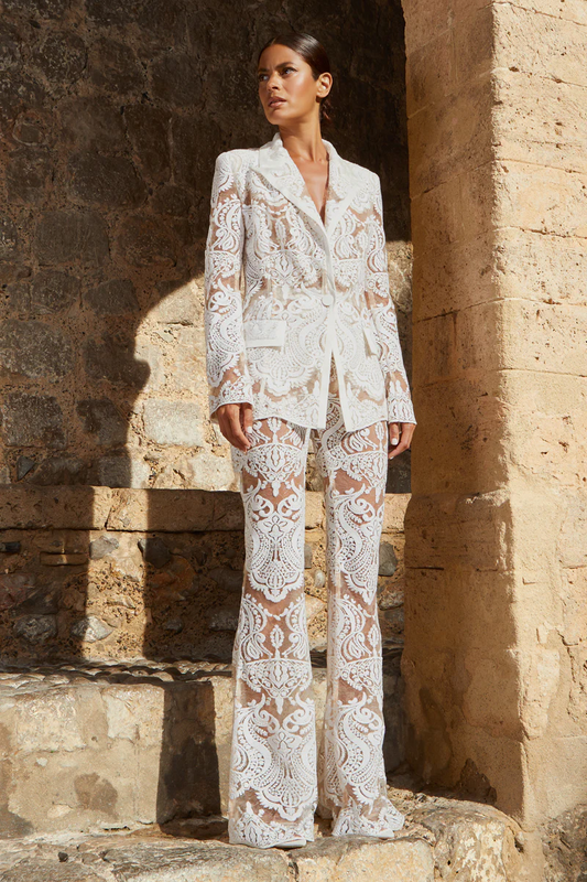 Ivory Guipure Lace Power Suit