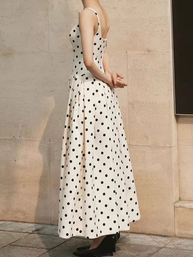 Classic Polka Dot Corset Full Dress - White & Black