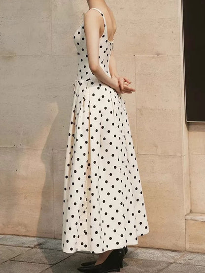 Classic Polka Dot Corset Full Dress - White & Black
