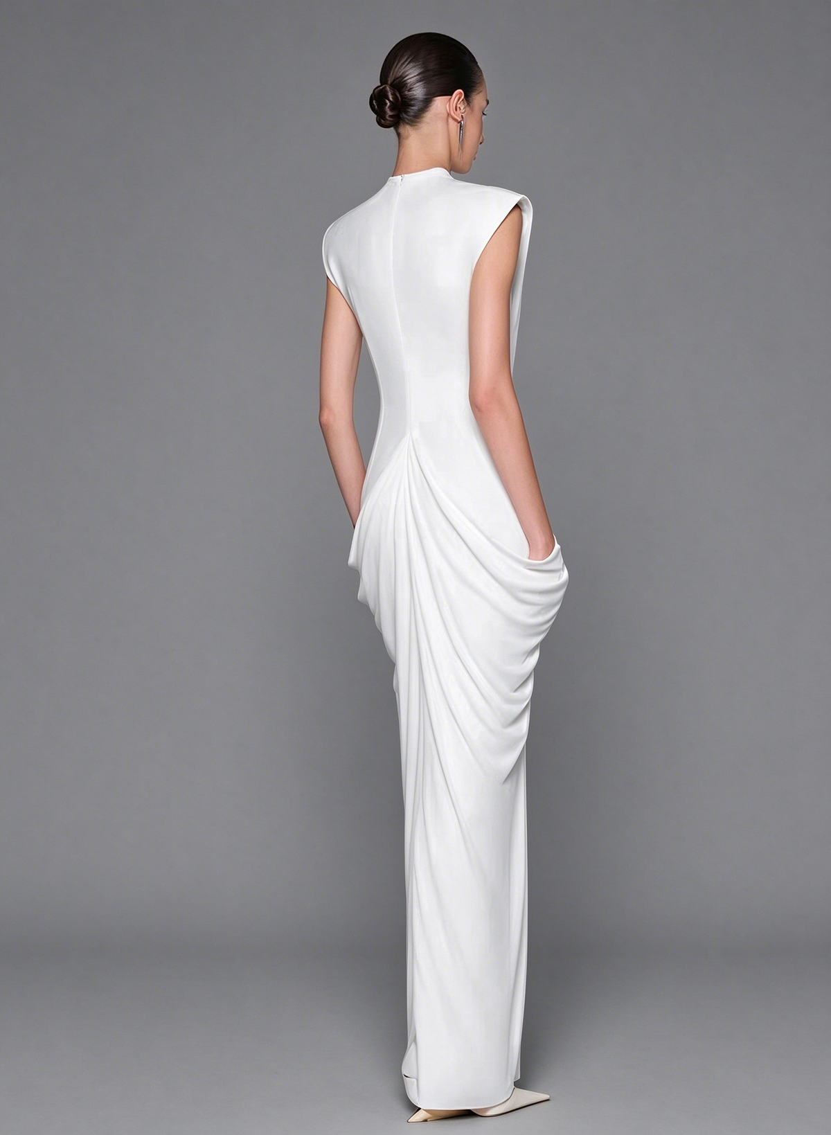 Architectural Draped Hardware Gown - Optic