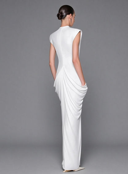 Architectural Draped Hardware Gown - Optic