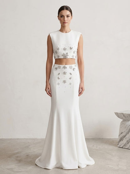 Celestial Crystal Embellished Two-Piece Gown