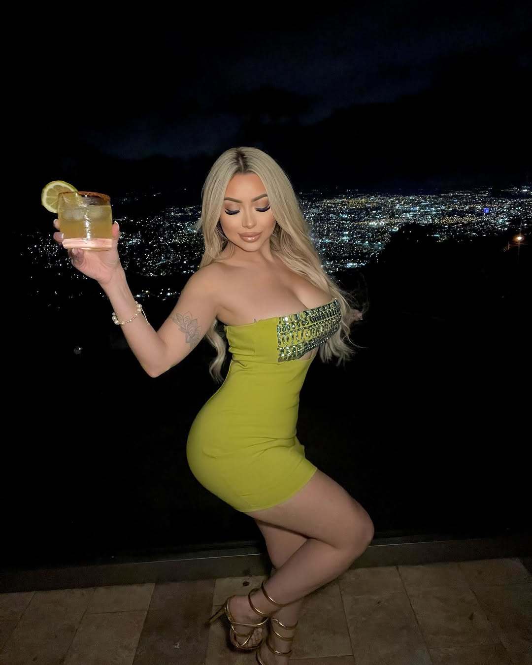 Lime Light Jeweled Cutout Mini Dress