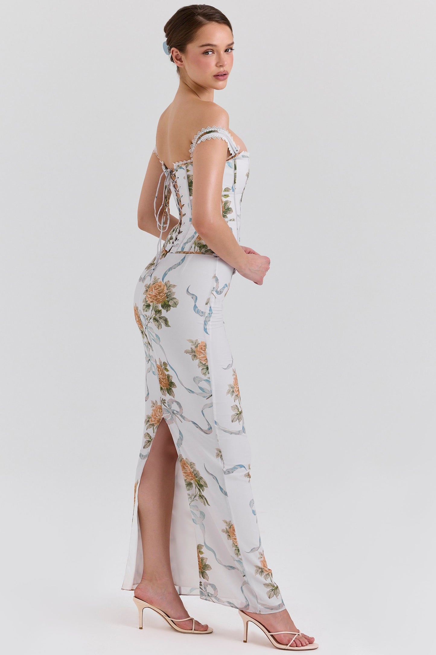 Vintage-Inspired Rose Floral Corset Gown