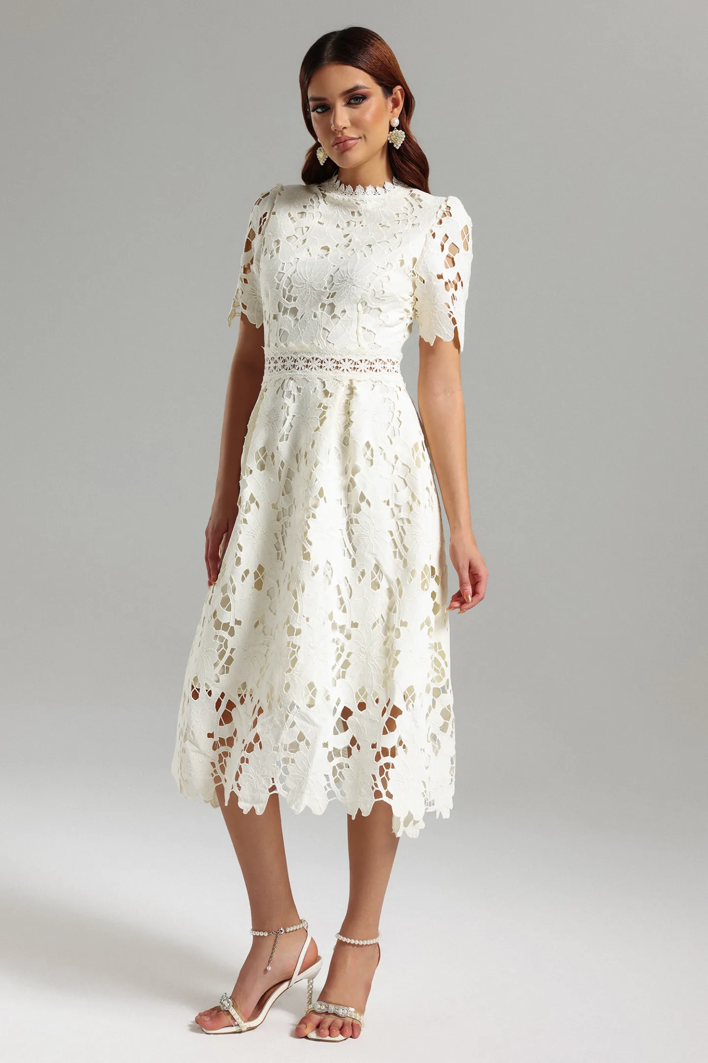 The Ivory Guipure Lace Midi