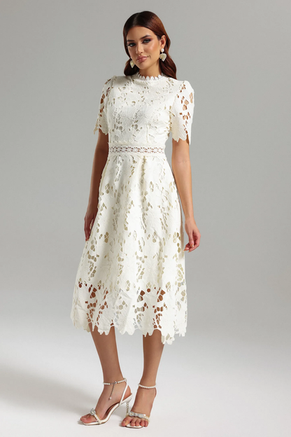 The Ivory Guipure Lace Midi