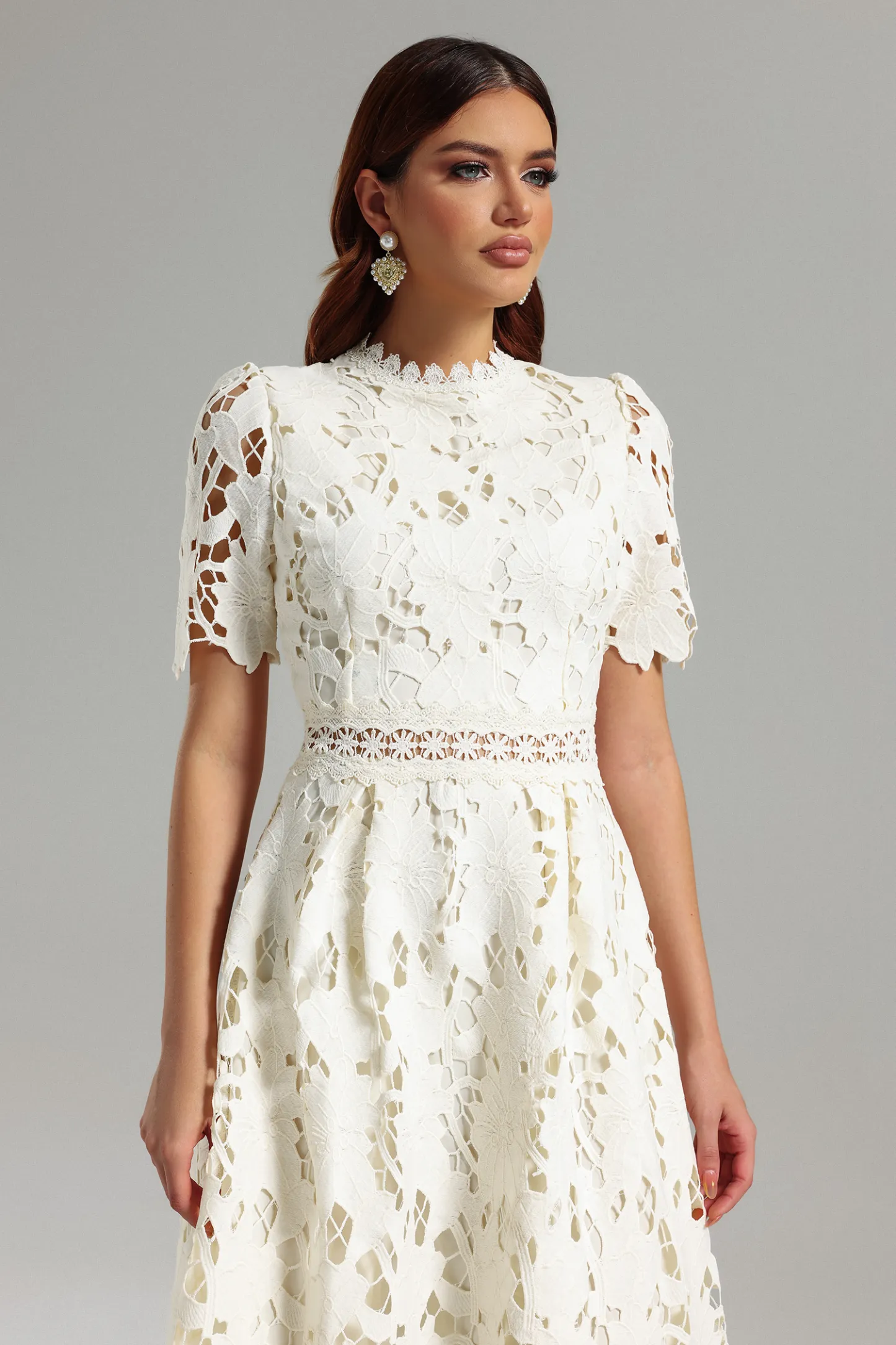 The Ivory Guipure Lace Midi