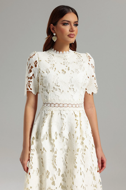 The Ivory Guipure Lace Midi