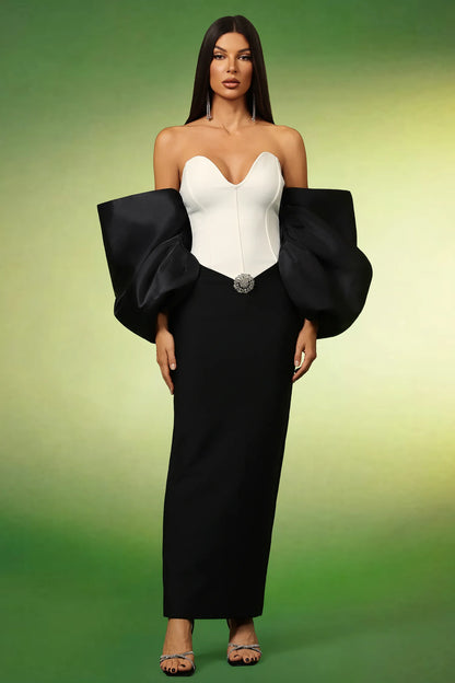 The Fabiola Sculpted Bow Monochrome Gown