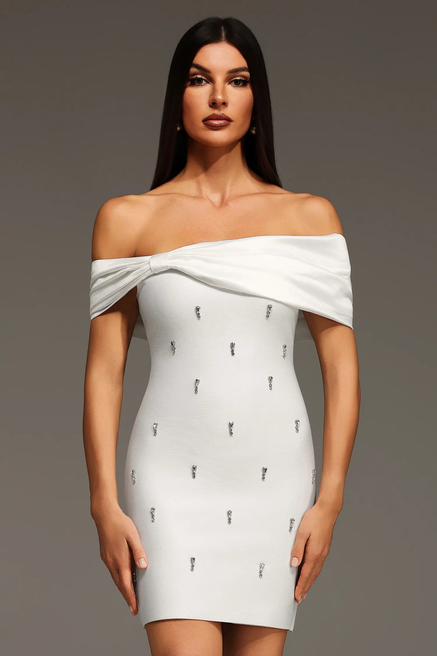 The Alabaster Sparkle Off-Shoulder Mini
