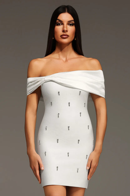 The Alabaster Sparkle Off-Shoulder Mini