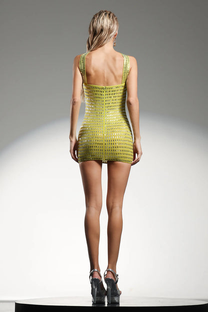 Mindi Halter Sleeveless Diamond Mini Dress