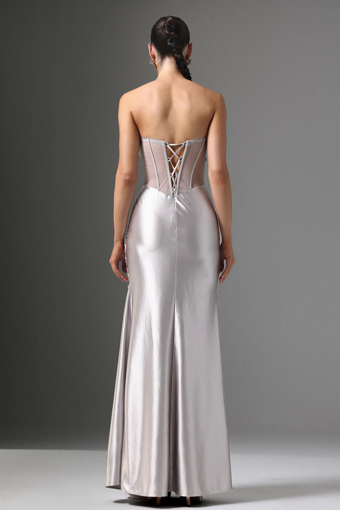 The Silver Solstice Embellished Corset Gown