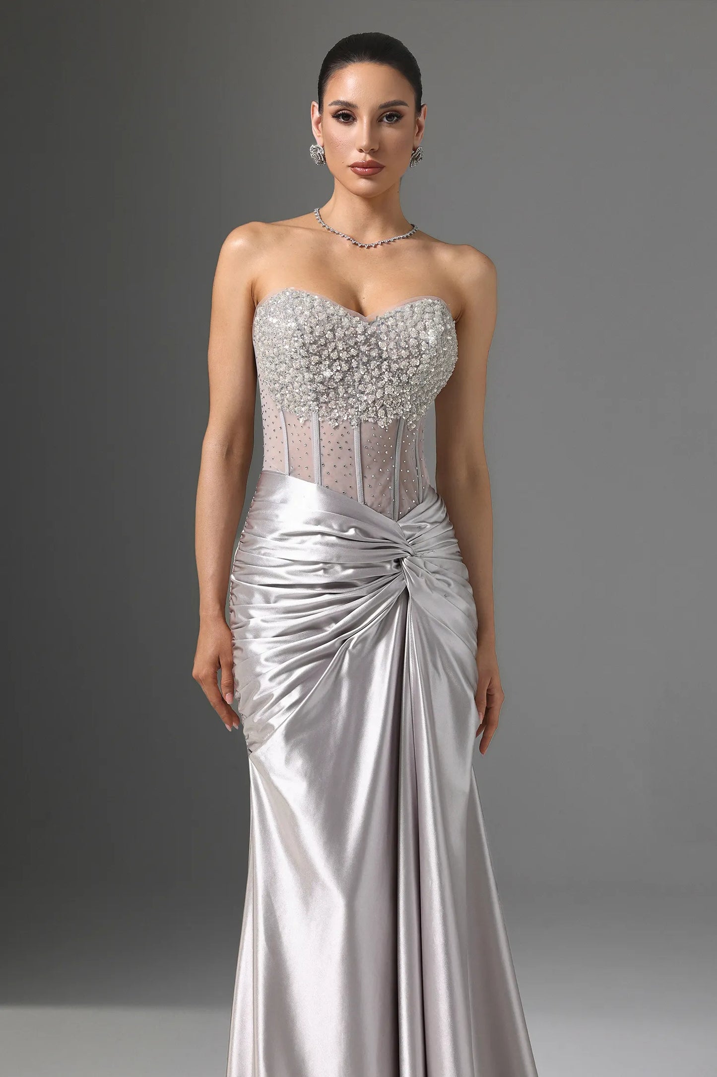 The Silver Solstice Embellished Corset Gown