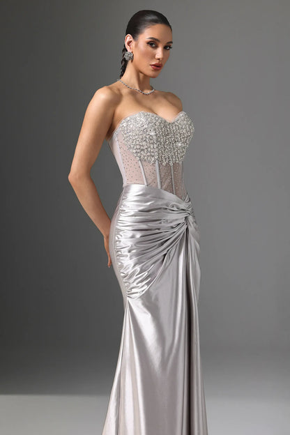 The Silver Solstice Embellished Corset Gown