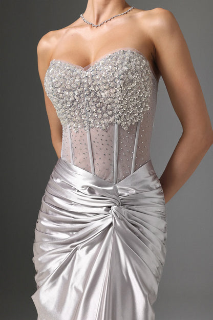 The Silver Solstice Embellished Corset Gown