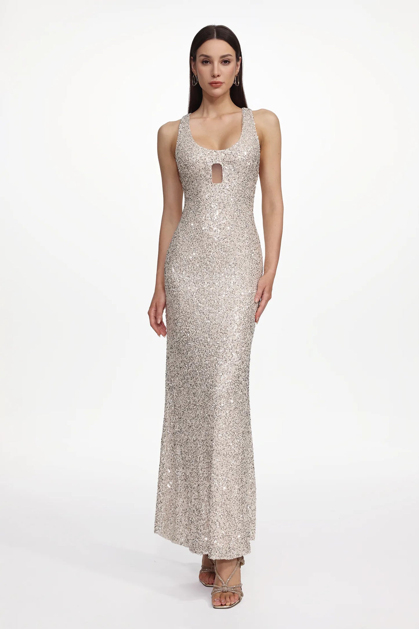 Gilded Muse Metallic Keyhole Gown