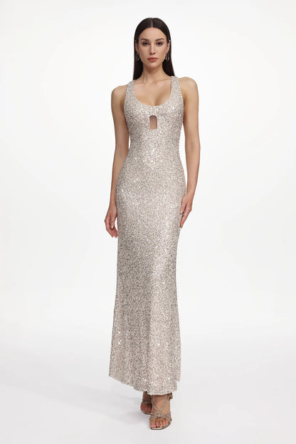Gilded Muse Metallic Keyhole Gown