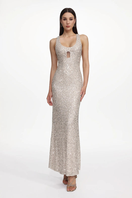 Gilded Muse Metallic Keyhole Gown