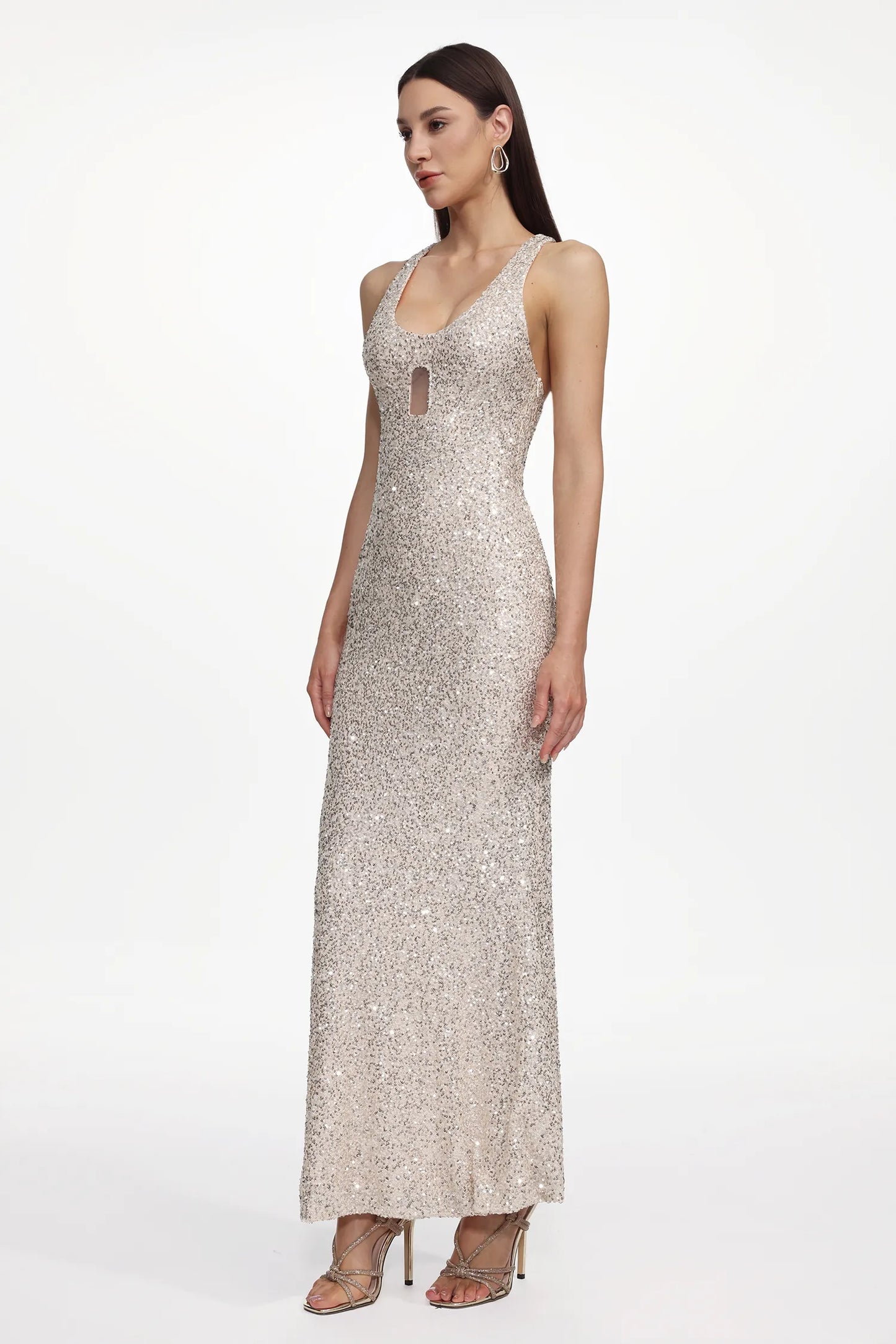 Gilded Muse Metallic Keyhole Gown