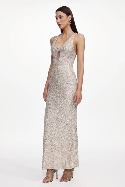 Gilded Muse Metallic Keyhole Gown