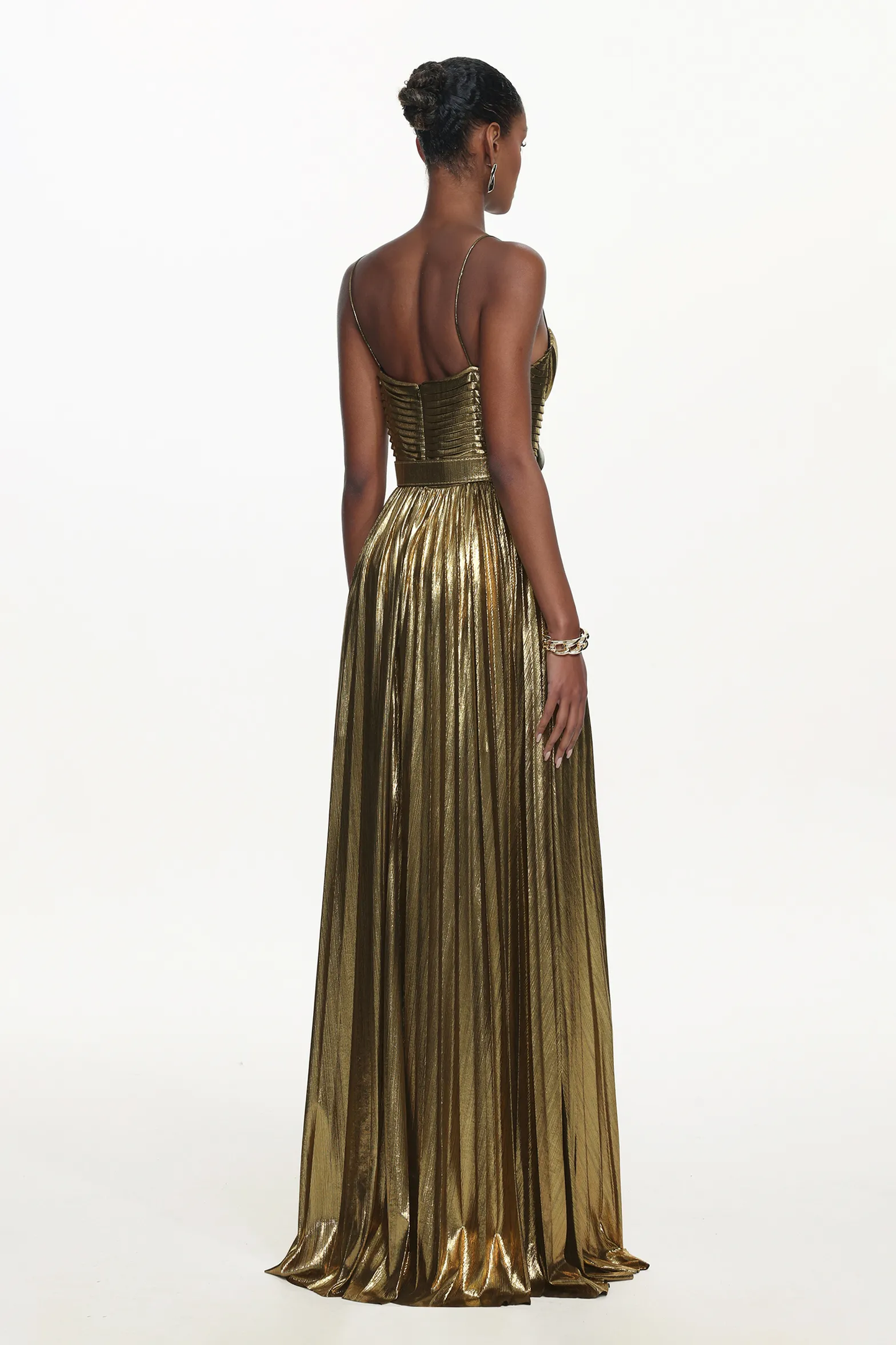 The Liquid Gold Plissé Gown