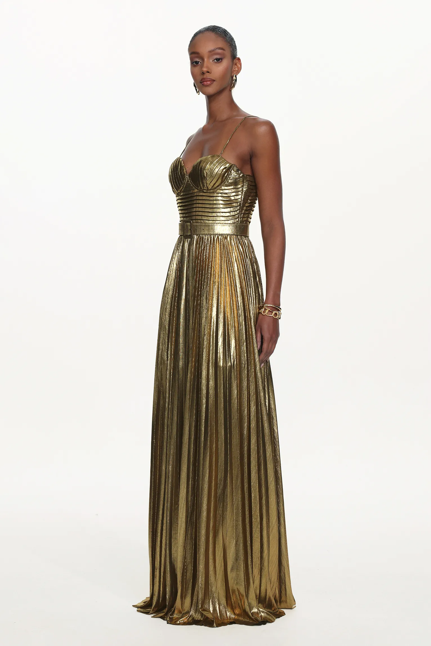 The Liquid Gold Plissé Gown