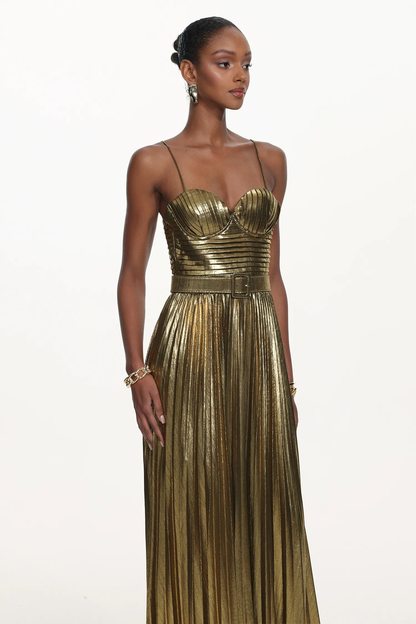 The Liquid Gold Plissé Gown