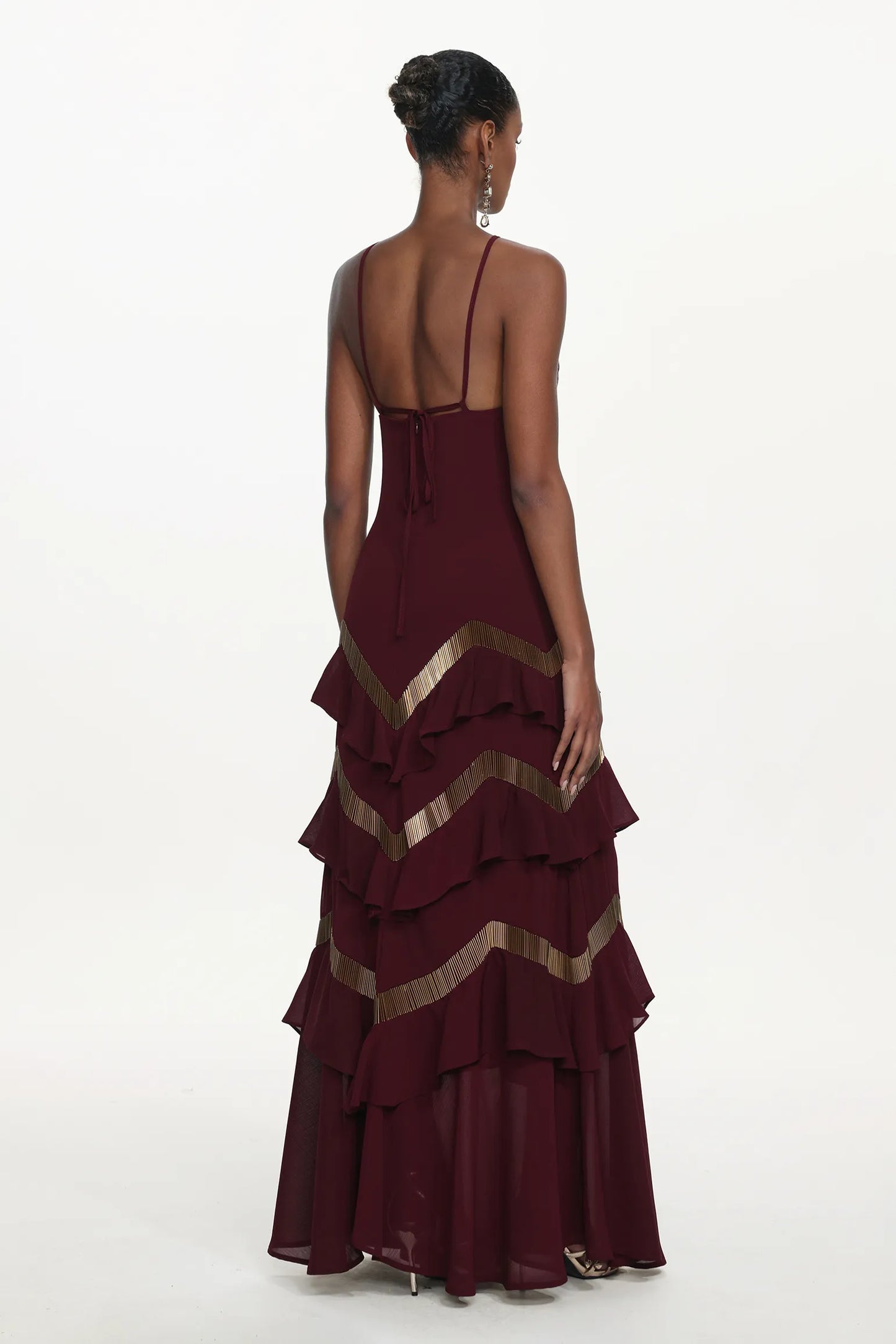 Midnight Garden Botanical Column Gown
