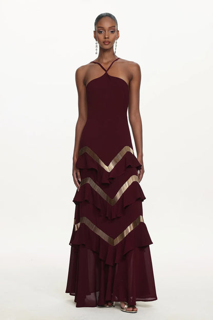 Midnight Garden Botanical Column Gown