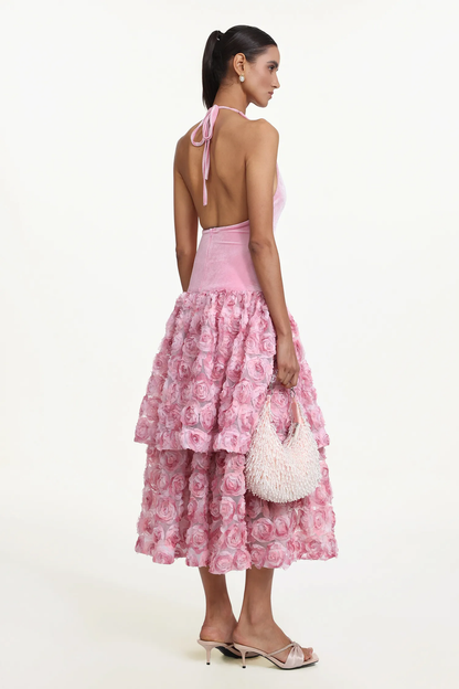 The Rose Petal Halter Midi