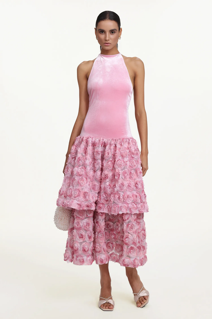 The Rose Petal Halter Midi