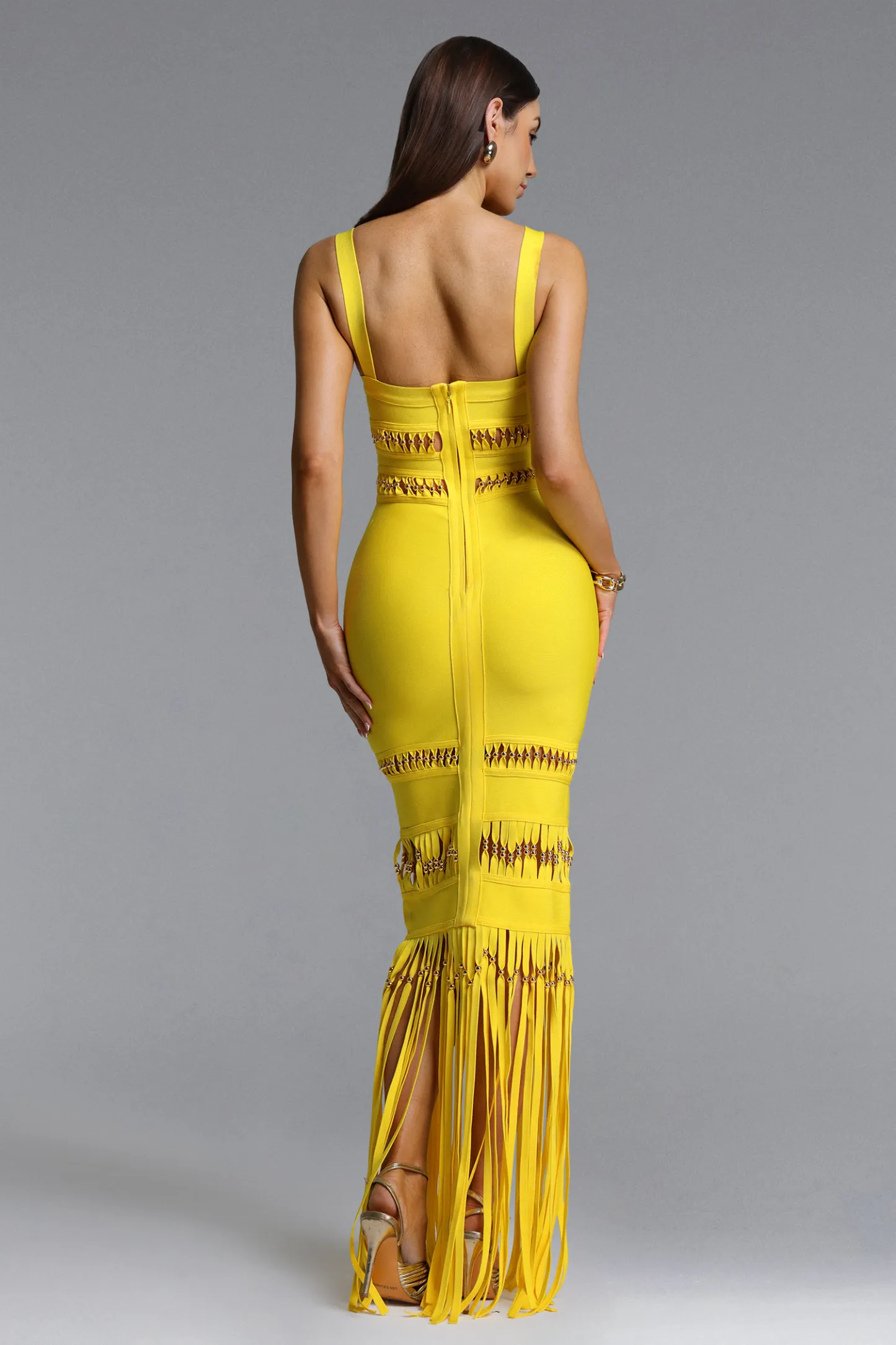 Shanley Chic Contour Sleeveless Bandage Maxi Dress - Yellow