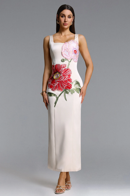 The Botanist’s Dream: Square-Neck Column Dress