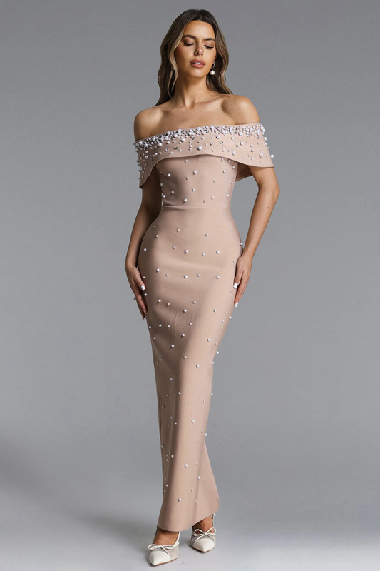 Ethereal Elegance: Pearl-Encrusted Mermaid Gown