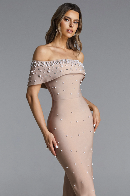 Ethereal Elegance: Pearl-Encrusted Mermaid Gown