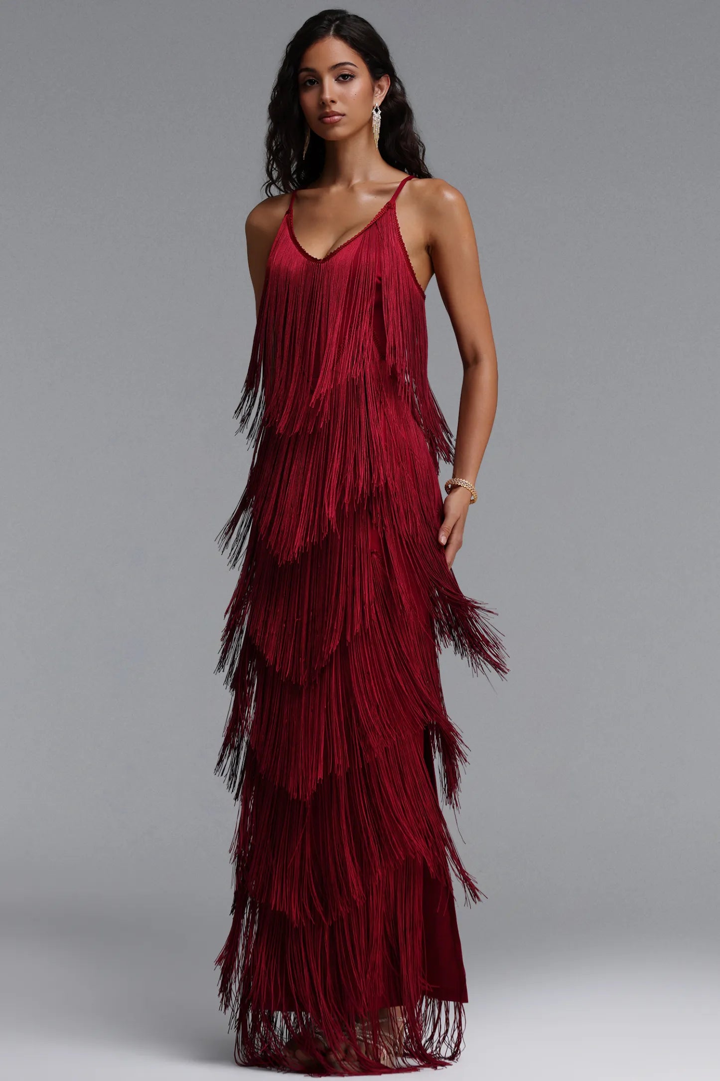 3D Circular Appliqué Cascading Fringe Mini Dress - White