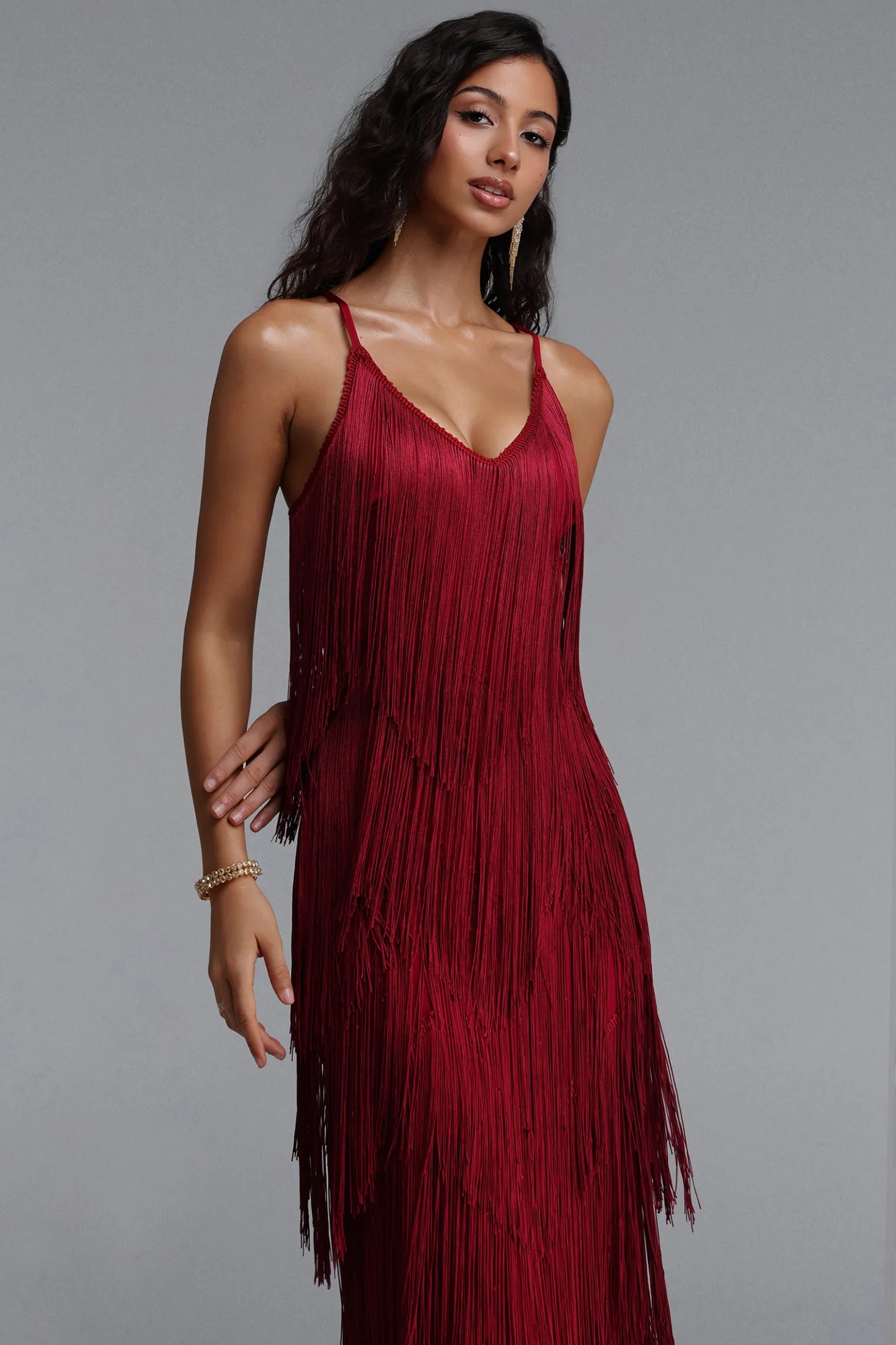 3D Circular Appliqué Cascading Fringe Mini Dress - White