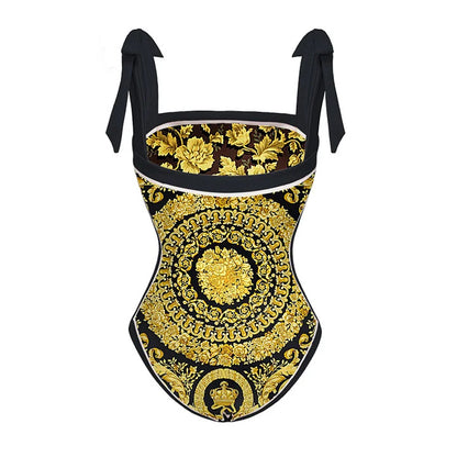 Ver*ace print body suit with sarong