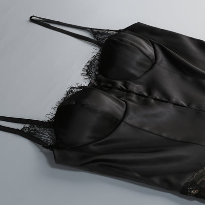 Freddie Black Lace Satin Maxi Corset