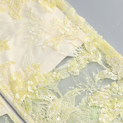 Radiant Strapless Floral Embroidered Evening Gown